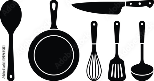 Black silhouette kitchen utensils.