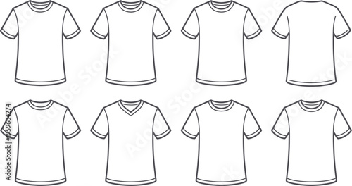 Silhouettes of blank white T-shirt templates.