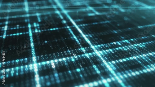 Animated technological background made from binary code