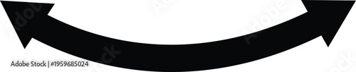Dual semi circle arrow. Horizontal dual side long arrow sign. Semicircular curved thin long double ended arrow. flat style.