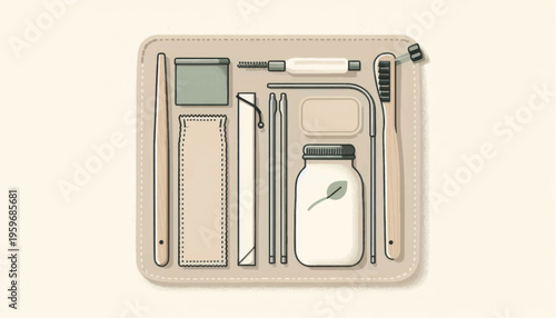 Cosmetic Bag with Beauty Products Inside.