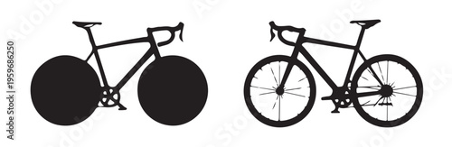 Road bike silhouette collection with aerodynamic disc wheels and professional racing frames