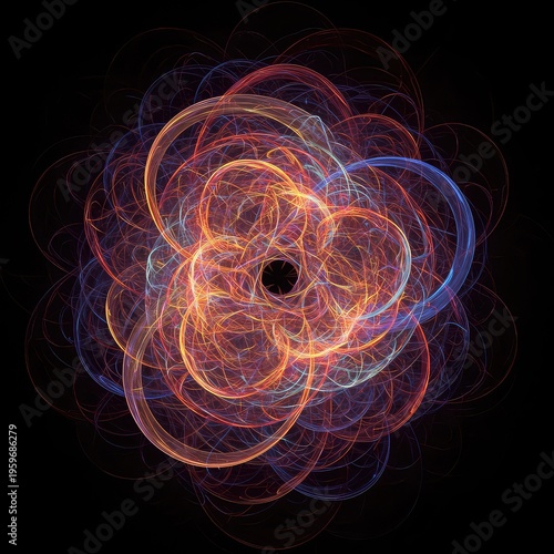 Abstract visualization of complexity and disorder through chaotic overlapping shapes, vibrant colors, and dynamic movement, lines, explosion, crowded