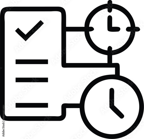 Time management and task completion with checklist and clocks