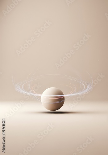 Minimalist abstract design showing balanced ethereal energy flow over a serene, pale surface representing peace and potential, smooth, minimalism, flow