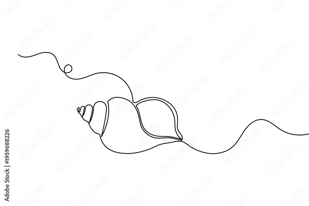 Obraz premium Abstract seashell continuous line illustration for minimalist home decor design