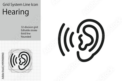 Ear icon, an icon representing listening.