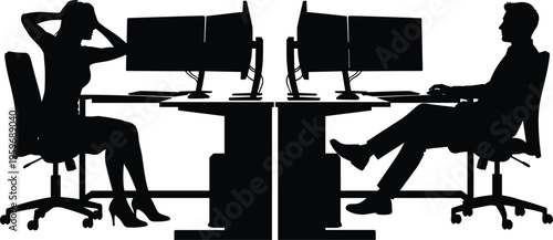 Black silhouette illustration of two individuals facing each other in expressive conversation or argument, symbolizing communication, body language, 
