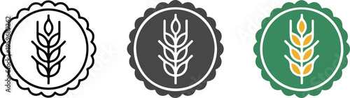 Professional minimalist wheat stalk icon set featuring organic grain agriculture and natural cereal growth symbols in clean vector styles.