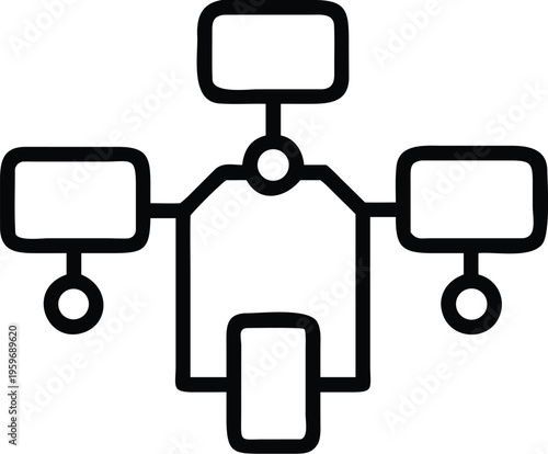Diagram illustrating a person managing or coordinating multiple tasks or subordinates