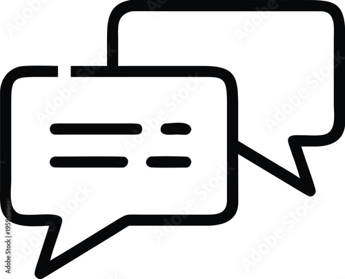 Two speech bubbles connected by a line symbolizing communication or conversation