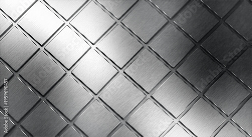 Abstract diamond pattern with halftone dots and grayscale shading, creating a textured, geometric background with transparency, overlay effect