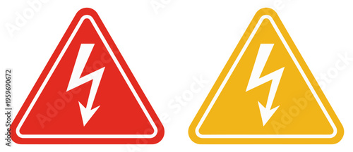 high voltage warning icon set