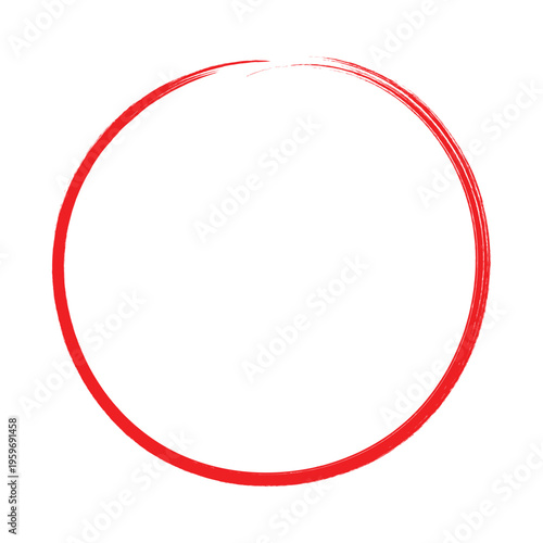 Red brush stroke circle hand-drawn abstract shape for design elements and artistic concepts isolated on white