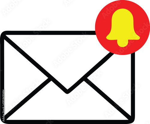 email-notification icon with a bell inside a red circle