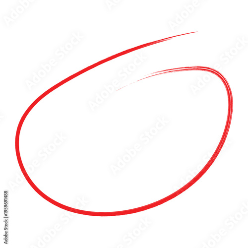Red hand-drawn circle marker emphasis element for highlighting important information on a white background simple graphic design