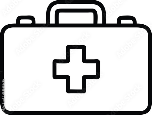 A classic first aid medical briefcase icon with a red cross symbol.