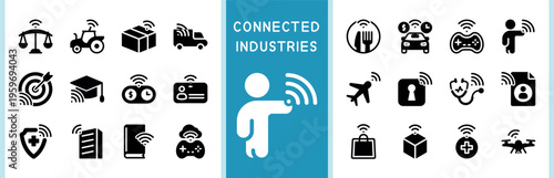 Solid vector collection of internet of things symbols for modern niches