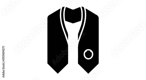 Graduation stole with embroidery on a white background