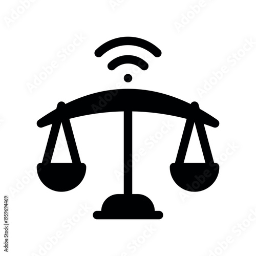 Algorithmic Fair Scale Icon with Network Signal