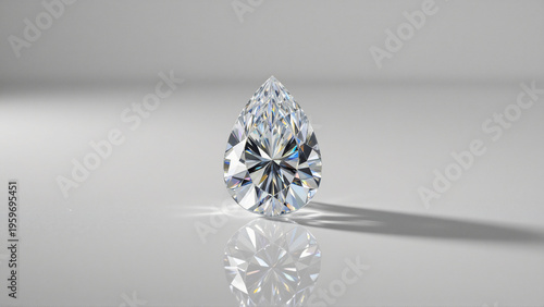 Pear Shaped Diamond on Reflective Surface