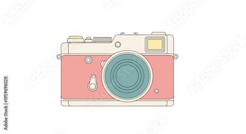 Colorful Pink Digital Photo Camera Device.