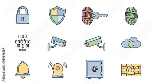 Security icons and symbols collection.