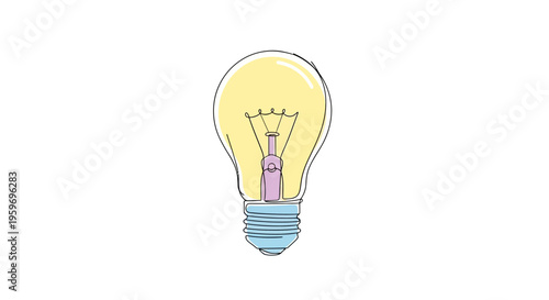 Light Bulb with Yellow Glow On.