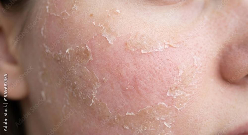 Fototapeta premium Macro of skin peeling after chemical peel treatment