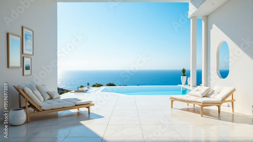 Elegant outdoor living space with infinity pool and breathtaking sea view