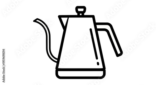 White kettle with a gooseneck spout and handle, positioned on a flat surface with a minimalist design.