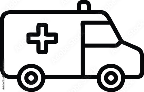 An ambulance vehicle symbolized by a red cross on a white background