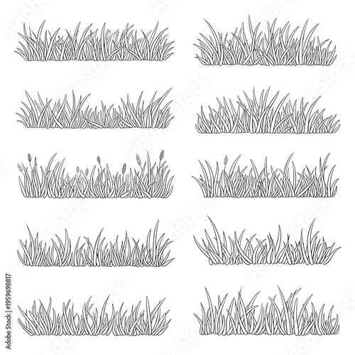 Horizontal Grass Border Textures for Design