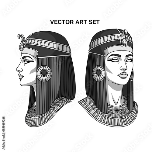 Realistic Portrait Sketches of Egyptian Pharaohs