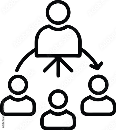 A leader addressing a small team of three individuals in a meeting setting