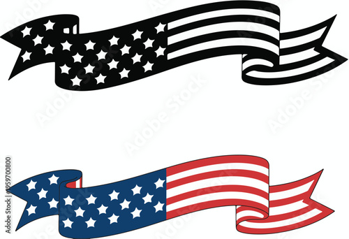 American Flag Banners ribbon stars and stripes