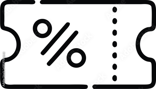 Icon representing a percentage or discount ticket with dotted lines