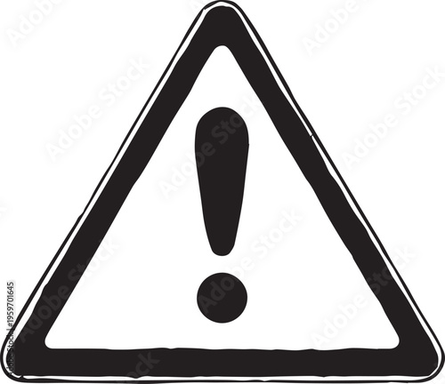 Warning sign: A simple but impactful depiction of a classic warning sign featuring an exclamation point within a triangle.
