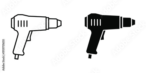 Comparison of heat gun designs in black and white outline styles