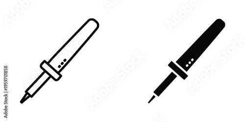 Contrasting black and white outline of a ballpoint pen and a felt tip marker