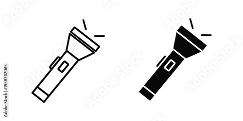 Two flashlights pointing in opposite directions with one filled in black