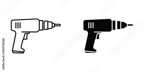 Comparison of a white and black electric drill illustration
