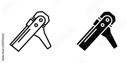 Two different types of pliers shown in open and closed positions with contrasting colors