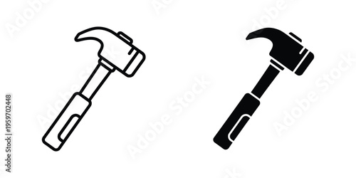 Black and white illustration of two different styles of hammers side by side