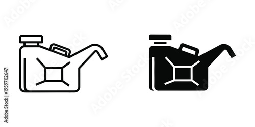 Comparison of a standard and a filled gasoline can with pouring spout