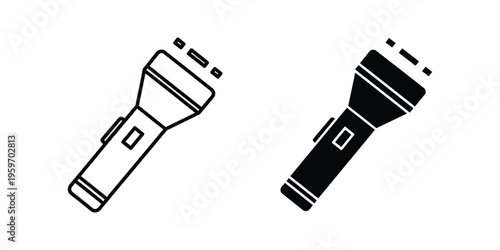 Contrasting flashlights in black and white line art style