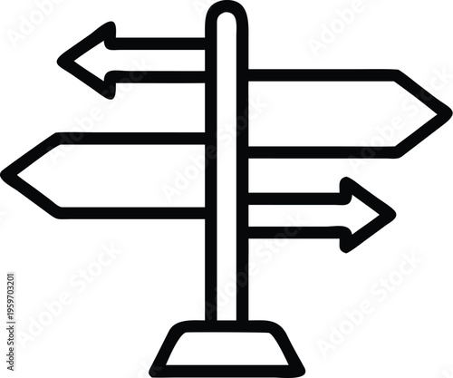 Diagram showing multiple directional arrows pointing outward from a central pole