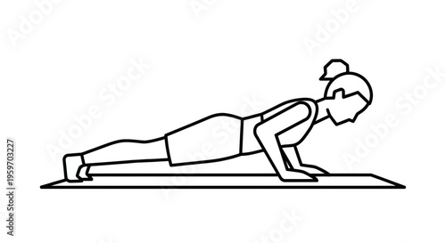Woman doing plank exercise on mat.