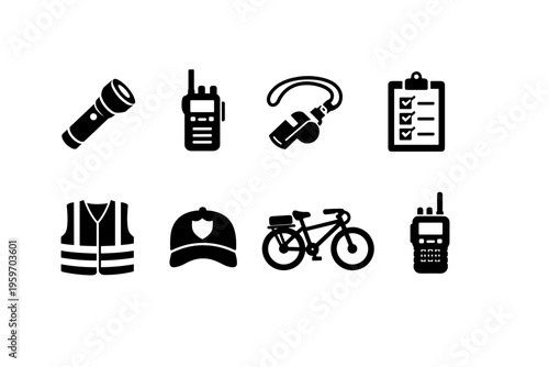 Essential Equipment for Safety and Communication: A Collection of Gear for Outdoor Adventures, Emergency Response, and Active Situations.