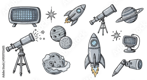 Astronauts Launch Rockets into Space with Telescopes Observing from Earth